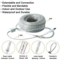 50 Ft. Indoor/Outdoor Warm White Plug-In Integrated LED Rope Light (1-Pack) -Lamp Parts objlgev rope lights 27isa17042 66 1000