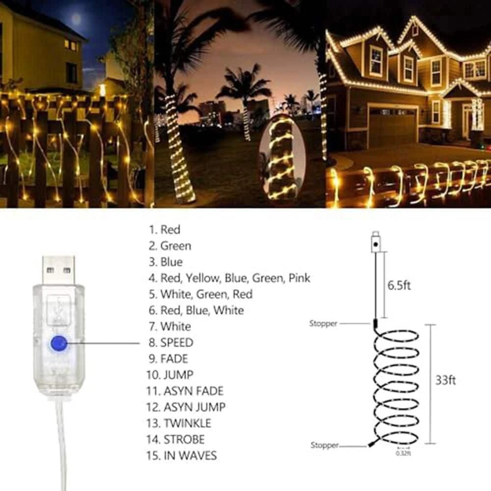33ft. Indoor/Outdoor 19 Colors USB Integrated LED Rope Light 1-Pack 4 33ft. Indoor/Outdoor 19 Colors USB Integrated LED Rope Light 1-Pack - Image 2