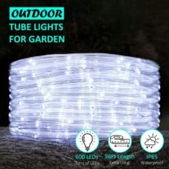 98ft. Outdoor Cool White Plug-in Integrated LED Rope Light 1-Pack -Lamp Parts objlgev rope lights 27isa17065 4f 1000