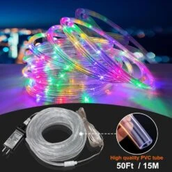 50ft. Outdoor 21 Colors Plug-In Integrated LED Rope Light 1-Pack -Lamp Parts objlgev rope lights 27isa17074 1f 1000