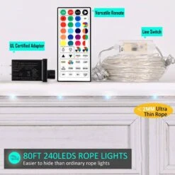 80ft. Outdoor Color Changing Plug-in Integrated LED Rope Light 1-Pack -Lamp Parts objlgev rope lights 27isa17081 fa 1000