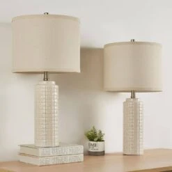 24.8 In. White Modern Ceramic Bedside Table Lamp, 3 Color Temperature Lamps For Living Room Bedroom -Lamp Parts off white gtclighting table lamps w 2tl 121a c3 1000