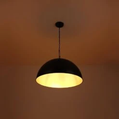 PCover 1-Light 24 In.W Oil Black Modern Farmhouse Industrial Metal Dome Pendant Light For Kitchen -Lamp Parts oil black huoku pendant lights pd1067411 76 1000