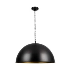 PCover 1-Light 24 In.W Oil Black Modern Farmhouse Industrial Metal Dome Pendant Light For Kitchen -Lamp Parts oil black huoku pendant lights pd1067411 a0 1000