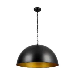 PCover 1-Light 24 In.W Oil Black Modern Farmhouse Industrial Metal Dome Pendant Light For Kitchen -Lamp Parts oil black huoku pendant lights pd1067411 c3 1000