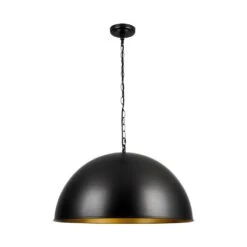 PCover 1-Light 24 In.W Oil Black Modern Farmhouse Industrial Metal Dome Pendant Light For Kitchen -Lamp Parts oil black huoku pendant lights pd1067411 d4 1000