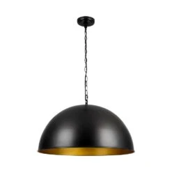 PCover 1-Light 24 In.W Oil Black Modern Farmhouse Industrial Metal Dome Pendant Light For Kitchen -Lamp Parts oil black huoku pendant lights pd1067411 fa 1000 1