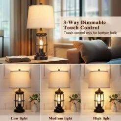 23 In. Oil-Rubbed Bronze Table Lamps Set Of 2 With Touch Control, 3-Way Dimmable Bedside Lamp With USB Ports -Lamp Parts oil rubbed bronze ltemziiy table lamps ts023 c3 1000