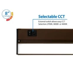 NUC-5 Series 8 In. Oil Rubbed Bronze Selectable LED Under Cabinet Light -Lamp Parts oil rubbed bronze nicor under cabinet bar lights nuc508sob 4f 1000