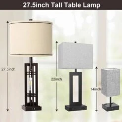 27.5 In Farmhouse Table Lamps With USB C/A Ports, Living Room Lamps Set Of 2, Oil-Rubbed Bronze End Lamp For Bedroom -Lamp Parts oil rubbed rottogoon table lamps rolp043az2 4f 1000