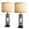 27.5 In Farmhouse Table Lamps With USB C/A Ports, Living Room Lamps Set Of 2, Oil-Rubbed Bronze End Lamp For Bedroom -Lamp Parts oil rubbed rottogoon table lamps rolp043az2 64 1000