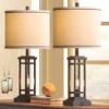 27.5 Tall Farmhouse Oil-Rubbed Table Lamps With USB C Plus USB A Charge Ports, Rustic End Lamps (Set Of 2) For Bedroom -Lamp Parts oil rubbed rottogoon table lamps rolp380az2 64 1000
