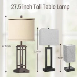 27.5 Tall Farmhouse Oil-Rubbed Table Lamps With USB C Plus USB A Charge Ports, Rustic End Lamps (Set Of 2) For Bedroom -Lamp Parts oil rubbed rottogoon table lamps rolp380az2 e1 1000