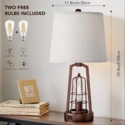 22.8 In. Oil-Rubbed Farmhouse Table Lamps, Touch Bedroom Lamps With USB Ports 2 Bulbs Rustic Nightstand Lamp For Room 11 22.8 In. Oil-Rubbed Farmhouse Table Lamps, Touch Bedroom Lamps With USB Ports 2 Bulbs Rustic Nightstand Lamp For Room -Lamp Parts oil rubbed rottogoon table lamps wtlp146az2 66 1000