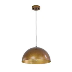 PCover 1-Light 15-inch Oil Rust Gold Dome Pendant Light Industrial Bowl Billiard Lighting For Living Rooms And Kitchens -Lamp Parts oil rust gold huoku pendant lights pd1076711 31 1000