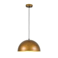 PCover 1-Light 15-inch Oil Rust Gold Dome Pendant Light Industrial Bowl Billiard Lighting For Living Rooms And Kitchens -Lamp Parts oil rust gold huoku pendant lights pd1076711 4f 1000