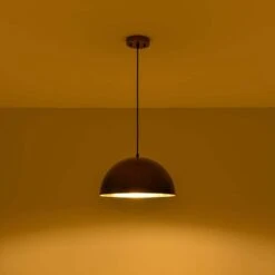 PCover 1-Light 15-inch Oil Rust Gold Dome Pendant Light Industrial Bowl Billiard Lighting For Living Rooms And Kitchens