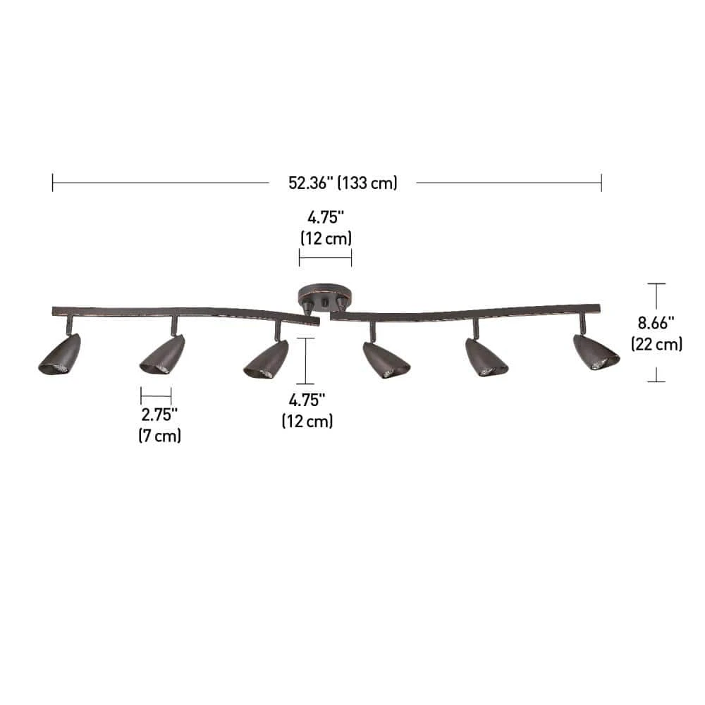 Globe Electric Grayson 4.4 Ft. 6-Light Oil Rubbed Bronze Halogen Track Lighting Kit 8 Globe Electric Grayson 4.4 Ft. 6-Light Oil Rubbed Bronze Halogen Track Lighting Kit - Image 6