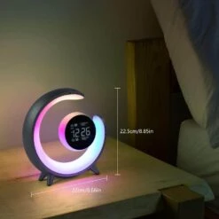 20-Watt Silver Creative Moon Shape Intelligent Dimmable Night Light For Bedside, Integrated LED Light Included (1-Pack) -Lamp Parts oukaning night lights jzuc6i 000900 40 1000