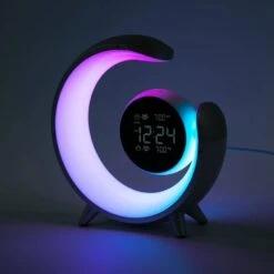 20-Watt Silver Creative Moon Shape Intelligent Dimmable Night Light For Bedside, Integrated LED Light Included (1-Pack) -Lamp Parts oukaning night lights jzuc6i 000900 4f 1000