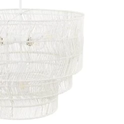 Sessions 5-Light White Tiered Rattan Pendant -Lamp Parts painted white hampton bay pendant lights hdp98944wh a0 1000