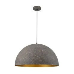PCover 23.6 In. 1-Light Gray-White And Gold-Leaf Farmhouse Pendant Light Fixture With Metal Shade, Dome Kitchen Lighting -Lamp Parts pcover huoku pendant lights pd1064821 1f 1000