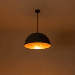 PCover 23.6 In. 1-Light Gray-White And Gold-Leaf Farmhouse Pendant Light Fixture With Metal Shade, Dome Kitchen Lighting -Lamp Parts pcover huoku pendant lights pd1064821 4f 1000