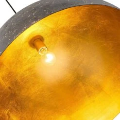 PCover 23.6 In. 1-Light Gray-White And Gold-Leaf Farmhouse Pendant Light Fixture With Metal Shade, Dome Kitchen Lighting -Lamp Parts pcover huoku pendant lights pd1064821 76 1000