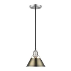 Golden Lighting Orwell 100-Watt 1-Light Pewter And Aged Brass Mini Pendant Light