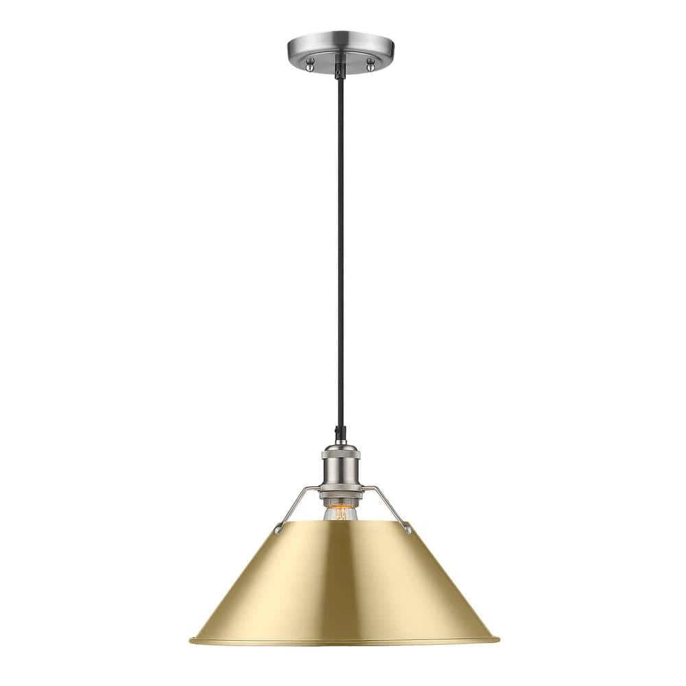 Golden Lighting Orwell 100-Watt 1-Light Pewter And Brushed Champagne Bronze Pendant Light 3 Golden Lighting Orwell 100-Watt 1-Light Pewter And Brushed Champagne Bronze Pendant Light