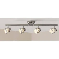 4-Light Pewter Integrated LED Track Lighting Fixture -Lamp Parts pewter hampton bay track lighting kits dc7606pr 40 1000