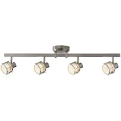 4-Light Pewter Integrated LED Track Lighting Fixture -Lamp Parts pewter hampton bay track lighting kits dc7606pr a0 1000