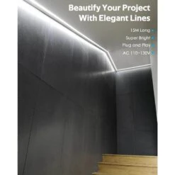 50 Ft. Cold White Plug-in Integrated LED Rope Light With Remote Control Indoor/Outdoor 13 50 Ft. Cold White Plug-in Integrated LED Rope Light With Remote Control Indoor/Outdoor -Lamp Parts phyfalip rope lights egph020123 44 1000