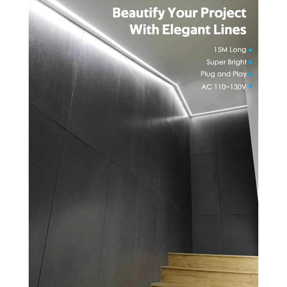 50 Ft. Cold White Plug-in Integrated LED Rope Light With Remote Control Indoor/Outdoor 7 50 Ft. Cold White Plug-in Integrated LED Rope Light With Remote Control Indoor/Outdoor - Image 5