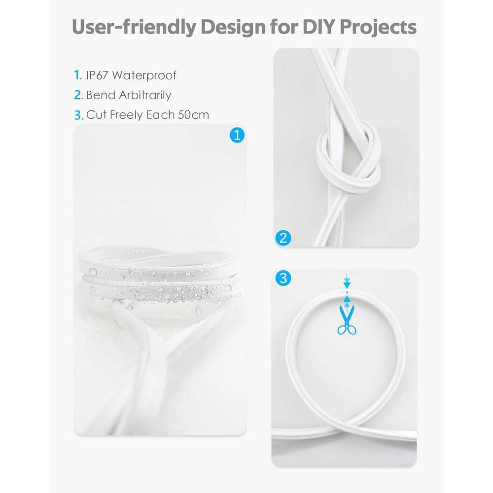 50 Ft. Cold White Plug-in Integrated LED Rope Light With Remote Control Indoor/Outdoor 4 50 Ft. Cold White Plug-in Integrated LED Rope Light With Remote Control Indoor/Outdoor - Image 2