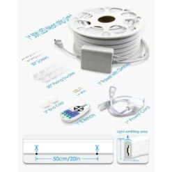 50 Ft. Cold White Plug-in Integrated LED Rope Light With Remote Control Indoor/Outdoor 14 50 Ft. Cold White Plug-in Integrated LED Rope Light With Remote Control Indoor/Outdoor -Lamp Parts phyfalip rope lights egph020123 fa 1000