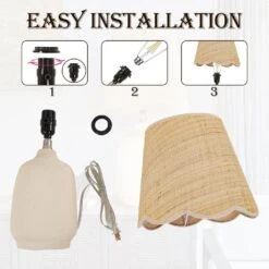 18.9 In. Cream Table Lamps Set For Living Room And Bedroom (set Of 2) -Lamp Parts pia ricco lamp sets 2002cr 2pk 4f 1000