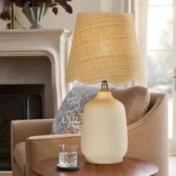 18.9 In. Cream Table Lamps Set For Living Room And Bedroom (set Of 2) -Lamp Parts pia ricco lamp sets 2002cr 2pk c3 1000