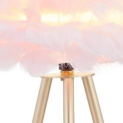 14.5 In. Gold Tripod Modern Pink Bedroom Living Room Bedside Desk Nightstand Small Table Lamps (Set Of 2) -Lamp Parts pink gold maxax table lamps t107 pk s c3 1000