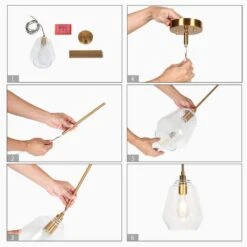 Modern Kitchen Island Bell Pendant Light 1-Light Plating Brass Pendant Light With Clear Glass Shade -Lamp Parts plating brass uolfin pendant lights 62859enirmu5256 1f 1000