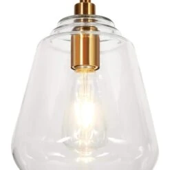 Modern Kitchen Island Bell Pendant Light 1-Light Plating Brass Pendant Light With Clear Glass Shade -Lamp Parts plating brass uolfin pendant lights 62859enirmu5256 4f 1000