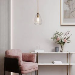 Modern Kitchen Island Bell Pendant Light 1-Light Plating Brass Pendant Light With Clear Glass Shade -Lamp Parts plating brass uolfin pendant lights 62859enirmu5256 66 1000