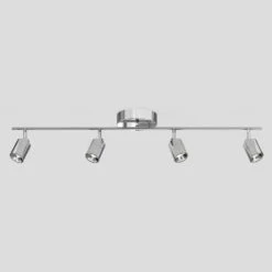 Shura Polished Chrome Integrated LED Fixed Track Light Rotatable Cylinder Head 3 Ft. Track Lighting Kit 3000K 2240 Lumen -Lamp Parts polished chrome 3000k vidalite track lighting kits ce1060081 fa 1000