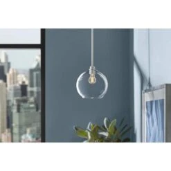 Vista Heights 1-Light Polished Chrome Pendant Light With Clear Glass Globe Shade