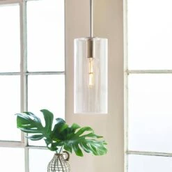 Lane Polished Nickel + Clear Glass Cylindrical Pendant Light -Lamp Parts polished nickel clear glass lark pendant lights 83377pn 31 1000