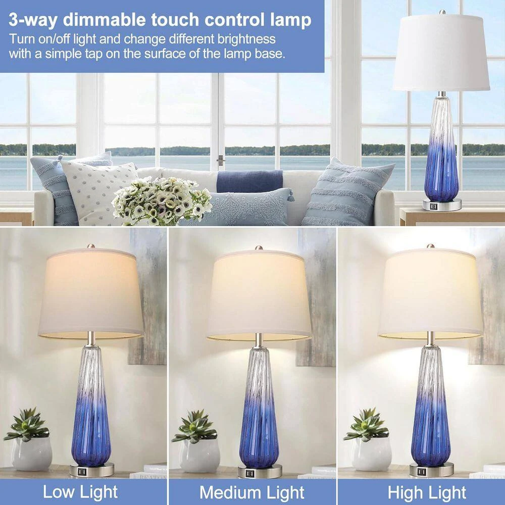27.5 In. Purple Table Lamps For Bedroom Set Of 2,Modern Bedside Lamp W/ USB A Plus C Ports For Bedroom,LED Bulb Included 9 27.5 In. Purple Table Lamps For Bedroom Set Of 2,Modern Bedside Lamp W/ USB A Plus C Ports For Bedroom,LED Bulb Included - Image 7