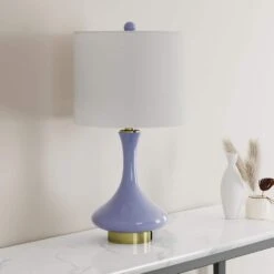 Sacramento 23 In. Purple Modern Dimmable Ceramic Bedroom Living Room Bedside Desk Nightstand Table Lamps Usb Port