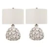 Pair Of 22 In. Reactive White Coral Reef Shell Ceramic Table Lamps With Designer Shades -Lamp Parts reactive white fangio lighting table lamps w 8568wht 2pk 64 1000