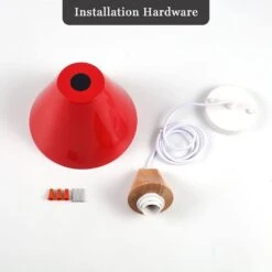 1-Light Red Cone Pendant Light With Metal Shade, No Bulbs Included -Lamp Parts red adsensty pendant lights hd 1 r zjd00072 4f 1000