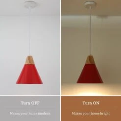 1-Light Red Cone Pendant Light With Metal Shade, No Bulbs Included -Lamp Parts red adsensty pendant lights hd 1 r zjd00072 77 1000